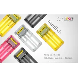 Nitecore Q2 - Schnelladegerät für Li-Ion Akkus, 2 Schachtlader - 4 Farben zur Auswahl