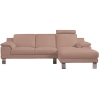 Ecksofa EGOITALIANO "Shakira, Design und super Sitzkomfort auf hohem Niveau, tolle Details", rosa (millenium rose), B:236cm H:84cm T:152cm, Leder »BULL« (echtes Rindsleder). Geschliffenes, pigmentiertes und behandeltes Rindsleder mit einer Dicke von 1, 3-1, 5 mm. Dieses Leder zeigt eine ziemlich weiche Hand mit einem halb undurchsichtigen Aussehen. Es handelt sich um ein geschütztes Leder. Eine leichte Deckschicht schützt sie vor Flecken, ohne ihre ursprünglichen Eigenschaften zu verändern. Die geschützten Leder kombinieren die Vorteile von Natürlichkeit und Weichheit mit einer guten Beständigkeit gegen Verschleiß und Ausbleichen. Das Vorhandensein der charakteristischen Zeichen, die das Leben des Tieres bestimmen, wie Narben, Körnungsunterschiede, Falten, Adern, Disharmonien in Farbtönen, beweisen ihre absolute Echtheit und großen Wert., Sofas, mit Recamiere, L-Form, edle Füße