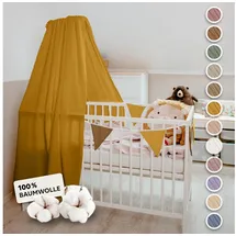 lilimaus Betthimmel Babybett Himmel aus 100% Musselin - luftiger Baldachin (1-tlg), behaglicher Rückzugsort im Babybett - sanft zu zarter Babyhaut gelb