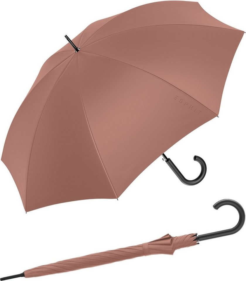 Esprit Stockregenschirm Damen-Regenschirm mit Automatik HW 2023, groß und stabil, in den Trendfarben - chutney braun