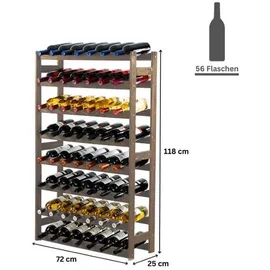 Proregal Weinregal Pinotwine HxBxT 118 x 72 x 25 cm 56 Flaschen Massives Kiefernholz Braun Geölt