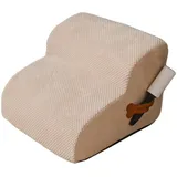 Gralara Hundetreppe Haustiertreppe, 2 Stufen Hunderampe für Kleine Hunde Ältere Hunde, rutschfeste Haustiertreppe, Hochdichtem Schaumstoff für Couch Sofa mit Waschbarem Bezug, Beige