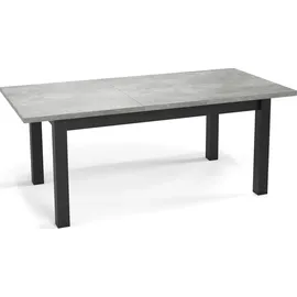 WFL GROUP Moderner Rechteckiger Ausziehbarer Esstisch - Platzsparend - Schwarze Holzbeine - 160 bis 240 cm - Hergestellt in EU - 160 x 90 cm - Grau Beton