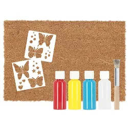 Türmatte DIY Schmetterlinge, mit Farben, Pinsel & Schablonen zum Selbstbemalen, Kokosmatte