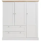 Home Affaire Drehtürenschrank »Binz, Wäscheschrank, Mehrzweckschrank, skandinavischer Landhausstil«, (B/H/T ca. 122/130/35 cm), viele Stauraummöglichkeiten, Metallgriffe, Türen mit Rahmen/ Kassetten,