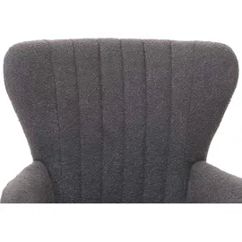 Mendler Lounge-Sessel HWC-K37 Bouclé 75 x 80 x 75 cm dunkelgrau mit Kissen