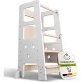 Juskys Lernturm Henny 3-fach höhenverstellbar Holz weiß