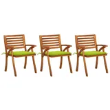 vidaXL Garten-Essstühle mit Kissen 59 x 59 x 87 cm beige/grün 3 St.