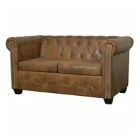 vidaXL Chesterfield-Sofa 2-Sitzer Kunstleder Braun
