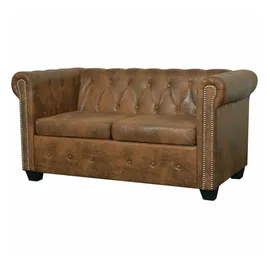 vidaXL Chesterfield-Sofa 2-Sitzer Kunstleder Braun