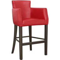 2er-Set Bistro Barhocker | Leder | Rot | Gastro Barhocker, Hotel Barhocker, Restaurant Barhocker