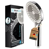 blumbach BLUMBACH® Duschkopf wassersparend - Eco Shower, wassersparender Duschkopf mit 3 Strahlarten, 6-9 l/min, Sparduschkopf, Shower Head, Handbrause Dusche, Duschbrause sparsam, Testsieger Brausekopf groß