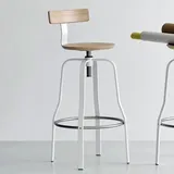 lapalma GIRO S106S Drehhocker | weiß | Sitzschale Eiche | mit Rückenlehne