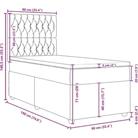 vidaXL Boxspringbett 90 x 190 cm Creme