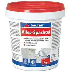 Baufan Alles-Spachtel 1 kg, Spachtelmasse gebrauchsfertig, sehr gut schleifbar, Innen