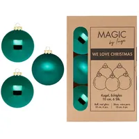inges magic & goodz Inges Magic by Inge - 6 Stück / 10cm Glas Christbaumkugeln Weihnachtsbaumkugeln Set dunkelgrün