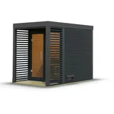 Karibu Saunahaus Ares 1 - Hybridhaus mit Metallrahmen - 38 mm Holz-Ausführung: anthrazit Blech-Ausführung: anthrazit Ohne Ofen inkl. 10-teiligem gratis Saunaset im Wert von 232,94 €
