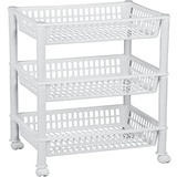Plast Team Aufbewahrungs-Trolley, mit 3 Körben, weiß,