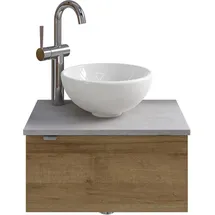 Saphir Waschtisch Serie 6915 Waschschale mit Unterschrank für Gästebad, Gäste WC (3-St., Keramik-Aufsatzbecken, Waschtischplatte, Waschtischunterschrank), 51 cm breit, 1 Tür, Waschtischplatte, kleine Bäder, ohne Armatur braun|grau