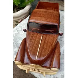 Casa Padrino Deko Oldtimer Pickup Auto Braun / Naturfarben 40 x 23 x H. 18 cm - Handgefertigtes Holz Auto - Wohnzimmer Deko - Schreibtisch Deko - Deko Accessoires