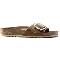 Birkenstock für Damen. 1006525 Ledersandalen Madrid Große Schnalle braun (37), Wohnung, Keine, Lässig