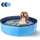 Hundepool, Starres Becken, Faltbare Badewanne Für Kleine Und Große Katzen, 120 30 Cm, M, Blau