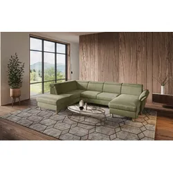 Wohnlandschaft HOME AFFAIRE "Calypso U-Form", grün, B:334cm H:85cm T:227cm, 100%Polyester, Sofas, wahlweise mit motorischer Relaxfunktion