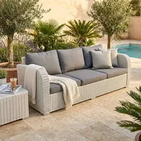 3er Lounge Sofa VITA Eierschalenweiß Polyrattan Gartenmöbel Couch Gartensofa