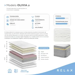 RELAX Atmungsaktive Schaumstoffmatratze OLIVIA 21 cm Höhe Totaler Komfort - 90x200 cm