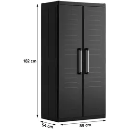 KETER Geräteschrank, Schwarz, Kunststoff, 4 Fächer, 89x182x54 cm, Aufbewahrung & Schutzhüllen, Geräteschuppen