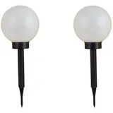 Buri Kugelleuchte Kunststoff 2er Set Solar LED weiß