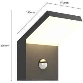 ARCCHIO LED Wandlampe aussen mit Bewegungsmelder Außenleuchte spritzwassergeschützt IP54 1x 16W warmweiß (3.000K)