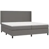 vidaXL Boxspringbett mit Matratze Grau 200x200 cm Kunstleder