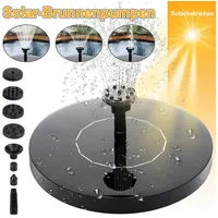 7MAGIC Gartenbrunnen Solar Springbrunnen, 1.7W Solar Teichpumpe mit 6 Effekte, für Garten, Teich, VogelBad, Wass erspiel, Fisch-Behälter Pool schwarz