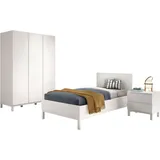 Vipack Set Einzelbett 90x200 Nachtkommode Schrank 3T Jugendzimmer Kinderzimmer Weiß
