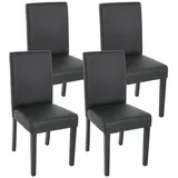 MCW 4er-Set Esszimmerstuhl Stuhl Küchenstuhl Littau ~ Kunstleder, schwarz matt, dunkle Beine