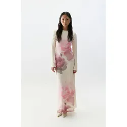 Gina Tricot - Mesh dress - Lange kleider - Rosa - L - Dame - Rosa - L