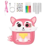 Kinder Drucken Sofort Kamera 3Rolls Fotopapier Schockproof Silikon Hülle 1080p Videoaufnahme Kinder Drucken Sofort Kamera Mit Papier