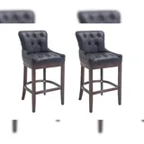 CLP 2er Set Barhocker Lakewood Echtleder schwarz/antik