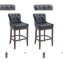 CLP 2er Set Barhocker Lakewood Echtleder schwarz/antik