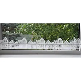 Stickereien Plauen Fensterdekoration STICKEREIEN PLAUEN "Häuser" Gr. 4, weiß, B:105cm H:13cm, Polyester, Fensterbilder, Geschenkartikel, Fensterdekoration "Häuser"