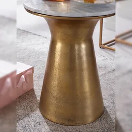 FineBuy Beistelltisch FineBuy Echter Marmor Sofatisch Ø 35 cm Tisch Wohnzimmertisch Rund