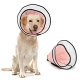 EvcgoX Halskrause Hund für Mittelgroße Hunde Leckschutz Hundekragen nach der Operation 360° Vision Weich Halskrause Hund mit PVC Schutzhülle Pink ML(25.5-35.5CM)