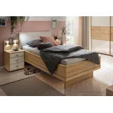 Wiemann Kiruna Bettgestell, 100 x 200 cm, Eiche Futonbett, Komforthöhe Polster-Kopfteil, Kunstleder, schwebend
