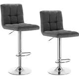 Woltu Stilvoller Barhocker 2er-Set Designer Barstuhl Hocker Tresenhocker aus Leinen & Metallbeinen dunkelgrau - Woltu
