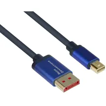 Good Connections Good Connections® SmartFLEX DisplayPort 1.4 an Mini DisplayPort-Kabel - 8K UHD-2 / 4K UHD - KUPFERLEITER, Aluminiumgehäuse - HOCHFLEXIBEL - dunkelblau - 2 m