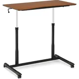 Schreibtisch 70-106 cm höhenverstellbar, Computertisch mit Rollen, Beistelltisch PC Laptoptisch Holz, Arbeitstisch mit Handkurbel, Notebooktisch f... - Braun