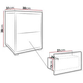 Mirjan24 Nachtschrank Gesita 0 x 0 x 0 cm Weiß Hochglanz