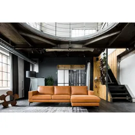 KAWOLA Sofa BLOOM Ecksofa Leder cognac Recamiere rechts
