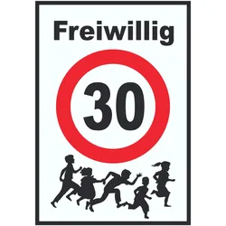Freiwillig 30 Schild Spielende Kinder A4 Rückseite selbstklebend